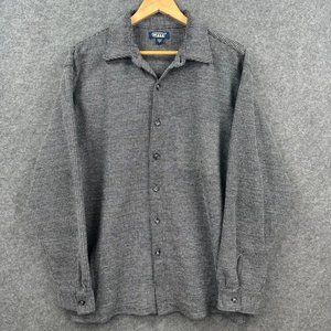 OMM Vintage 90s Mens Tight Knit Grey Cotton Button Up Collared Jumper Medium M